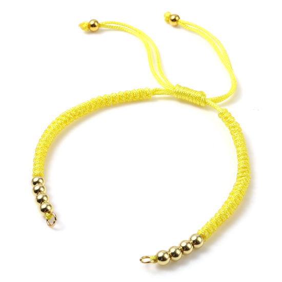Picture of Stainless Steel & Polyester Braiding Braided Bracelets Accessories Findings Gold Plated Yellow Adjustable 13cm(5 1/8") long, 1 Piece