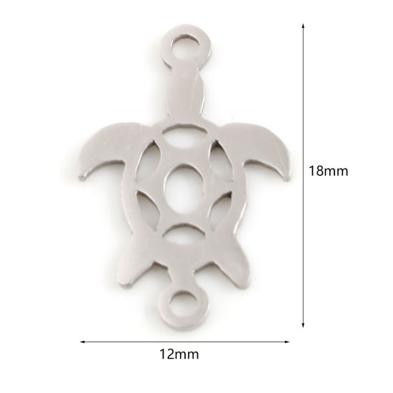 Picture of Stainless Steel Ocean Jewelry Connectors Sea Turtle Animal Silver Tone 18mm x 12mm, 5 PCs