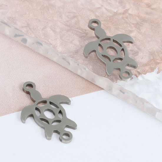 Picture of Stainless Steel Ocean Jewelry Connectors Sea Turtle Animal Silver Tone 18mm x 12mm, 5 PCs