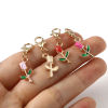 Picture of Doreenbox Zinc Based Alloy Knitting Stitch Markers Gold Plated Multicolor Rose Flower Enamel 3.2cm x 0.9cm, 1 Set ( 4 PCs/Set)