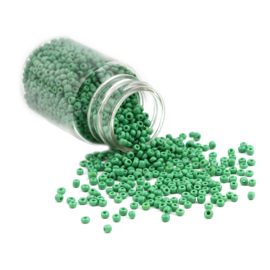 Image de Perles de Rocailles en Verre Colonne Vert Coloré Env. 4mm Dia., Trou: Env. 1.2mm, 1 Bouteille