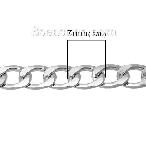 Picture of Aluminum Open Beveled Link Curb Chain Finding Silver Tone 7x4mm(2/8"x1/8"), 3 M