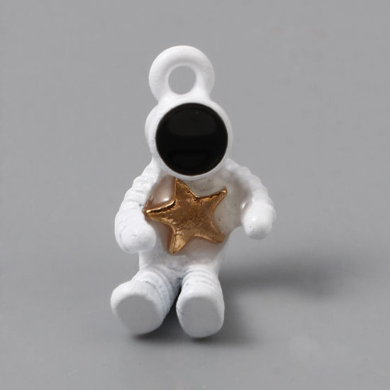 Immagine di Lega di Zinco Galassia Charms Astronauta Nero & Bianco Smalto 17mm x 10mm , 10 Pz