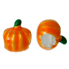 Picture of Zinc Metal Alloy European Style Large Hole Charm Beads Halloween Pumpkin Green & Orange Enamel About 11mm( 3/8") x 10mm( 3/8"), Hole: Approx 4.7mm, 5 PCs