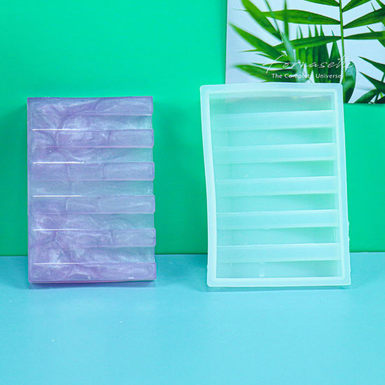 Picture of Silicone Resin Mold For Jewelry Making Soap Dish Holder Rectangle White 12cm x 8.5cm, 1 Piece