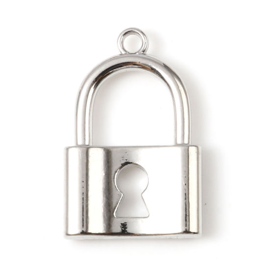 Immagine di Lega di Zinco Charms Serratura Tono Argento 24mm x 15mm , 10 Pz