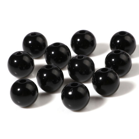 Bild von Acryl Perlen Rund Schwarz ca. 6mm D., Loch:ca. 1.7mm, 500 Stück