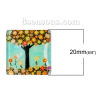 Bild von Glas Dom Cabochons Leuchten im Dunkel Quadrat Platt Bunt Bäume Muster 20mm x 20mm, 10 Stücke