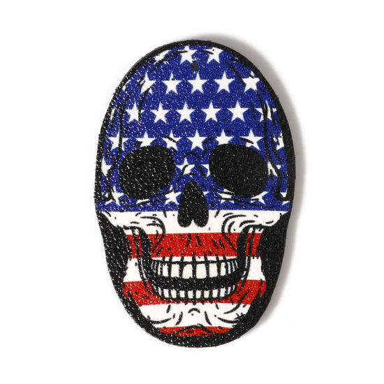 Immagine di PU Halloween Ciondoli Ovale Blu Cranio 5cm x 3.2cm, 5 Pz