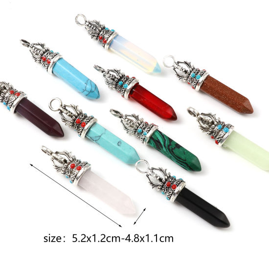 Image de Pendentifs Yoga en Alliage de Zinc Crayon Argent Vieilli Couleur au Hasard 5.2cm x 1.2cm - 4.8cm x 1.1cm, 2 Pcs