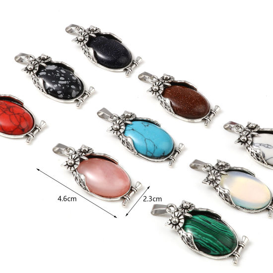 Picture of Zinc Based Alloy Pendants Owl Animal Antique Silver Color At Random Color 4.6cm x 2.3cm, 1 Piece