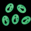 Изображение Хэллоуин Стеклянные Кабошоны и Наклейки Овальные Светящиеся в темноте,С узором Черная  Кошка  18мм x 13мм, 10 ШТ
