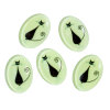 Picture of Glass Glow In The Dark Dome Seals Cabochons Oval Flatback Black Halloween Cat Pattern 18mm( 6/8") x 13mm( 4/8"), 10 PCs