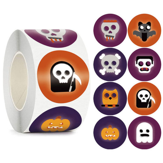 Изображение Multicolor - 11# Halloween Art Paper DIY Scrapbook Stickers Decoration 3.8cm Dia., 1 Roll