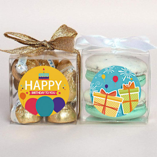 Изображение Multicolor - Message " Happy Birthday " Art Paper DIY Gift Stickers Labels Decoration 2.5cm Dia., 1 Roll