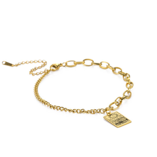 Immagine di 1 Pz Acciaio Inossidabile Tarocchi Braccialetti con Ciondoli Oro Placcato Messaggio " The Moon " 17cm Lunghezza