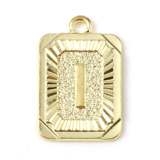 Immagine di Lega di Zinco Charms Rettangolo Oro Placcato Lettera Maiuscola Lettere " I " 23mm x 15mm , 10 Pz