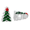Picture of Zinc Metal Alloy European Style Large Hole Charm Beads Christmas Tree Silver Plated Star Pattern Red & Green Enamel About 15mm x 10mm, Hole: Approx 4.6mm, 5 PCs