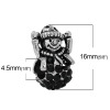Picture of Zinc Metal Alloy European Style Large Hole Charm Beads Christmas Snowman Hat Antique Silver Black Rhinestone About 16mm( 5/8") x 11mm( 3/8"), Hole: Approx 4.5mm, 5 PCs