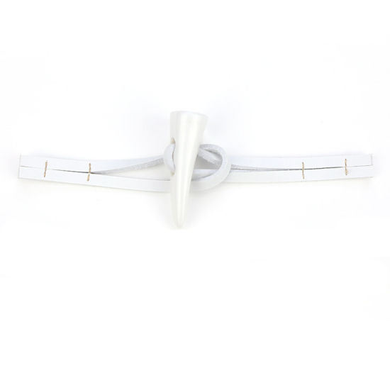 Immagine di PU & Resina Bottone di Corno Scrapbook Bianco Regolabile 16.5cm, 1 Paio