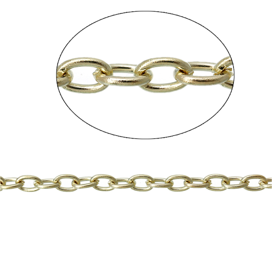 Picture of Iron Based Alloy Link Cable Chain Findings 14K Gold Color Oval 5mm x 3mm, 10 M