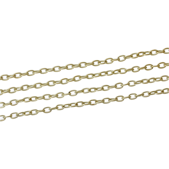 Picture of Iron Based Alloy Link Cable Chain Findings 14K Gold Color Oval 5mm x 3mm, 10 M