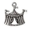 Picture of Zinc Metal Alloy Charms Circus Tent Antique Silver Color Message " CIRCUS " Carved 22mm( 7/8") x 21mm( 7/8"), 10 PCs