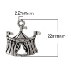 Picture of Zinc Metal Alloy Charms Circus Tent Antique Silver Color Message " CIRCUS " Carved 22mm( 7/8") x 21mm( 7/8"), 10 PCs