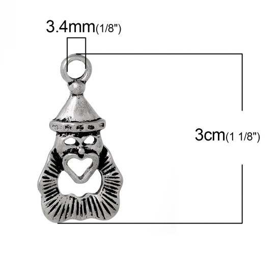 Immagine di Lega di Zinco Charm Ciondoli Circo Umano Argento Antico Cuore Scolpito 30mm x 15mm , 10 Pz