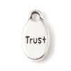 Picture of Zinc Based Alloy Charms Oval Antique Silver Color Message " Trust " 15mm x 9mm, 50 PCs