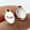 Picture of Zinc Based Alloy Charms Oval Antique Silver Color Message " Trust " 15mm x 9mm, 50 PCs