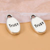 Picture of Zinc Based Alloy Charms Oval Antique Silver Color Message " Trust " 15mm x 9mm, 50 PCs