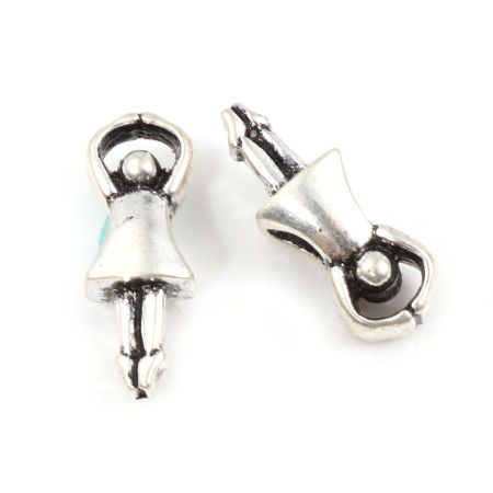 Цинковый Сплав Бусины Античное Серебро Танцующая девушка 20мм x 8мм, Отверстие:примерно 4.6мм, 10 ШТ