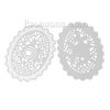 Picture of 304 Stainless Steel Filigree Stamping Embellishments Findings, Oval Silver Tone, Hollow Flower Carved 51mm(2") x 39mm(1 4/8"), 10 PCs