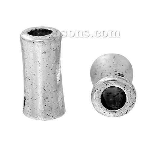 Image de Perles en Alliage de Zinc Forme OS Argent Antique 11mm x 5mm, Tailles de Trous: 2.9mm, 100 Pcs