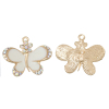 Picture of Zinc Metal Alloy Charms Butterfly Animal Gold Plated Flower Carved AB Color Rhinestone White Enamel 28mm(1 1/8") x 23mm( 7/8"), 3 PCs