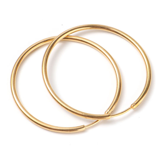 Bild von 1 Paar Vakuumbeschichtung Edelstahl Hoop Ohrringe Vergoldet Ring 3.8cm D., Drahtstärke: (19 gauge)