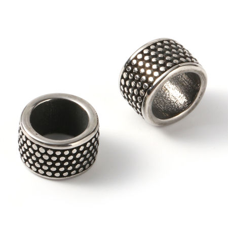 Picture of 2 PCs Eco-friendly PVD Vacuum Plating Stainless Steel Beads For DIY Jewelry Making Gunmetal Round Dot 12mm Dia., Hole: Approx 8.3mm