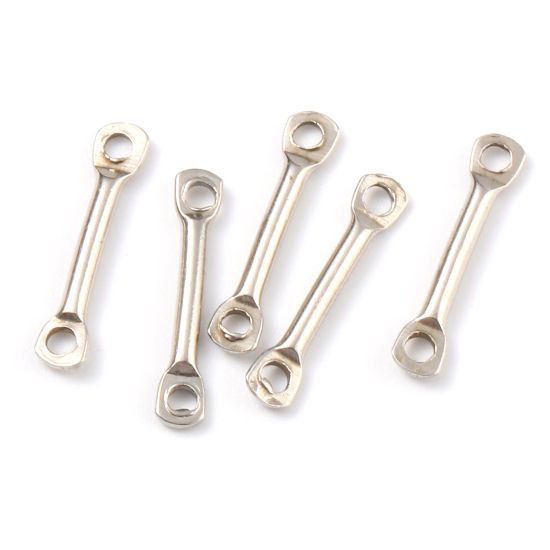Image de Connecteurs en 304 Acier Inoxydable Rectangle Argent Mat 12mm x 2mm, 30 Pcs