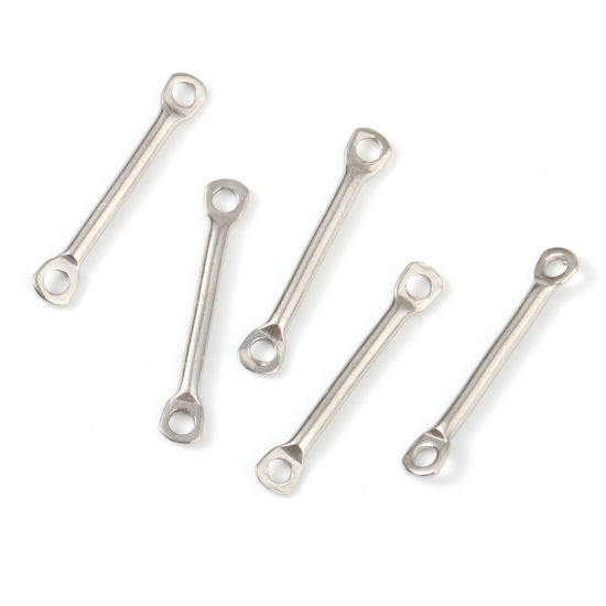 Image de Connecteurs en 304 Acier Inoxydable Rectangle Argent Mat 15mm x 2mm, 30 Pcs