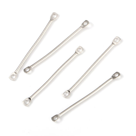 Image de Connecteurs en 304 Acier Inoxydable Rectangle Argent Mat 25mm x 2mm, 30 Pcs