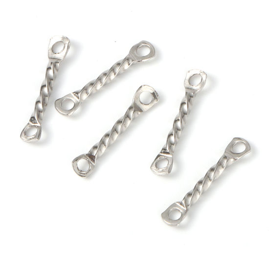 Image de Connecteurs en 304 Acier Inoxydable Courbé Argent Mat Rectangle 12mm x 2mm, 30 Pcs