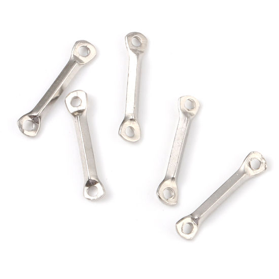 Image de Connecteurs en 304 Acier Inoxydable Rectangle Argent Mat 11mm x 2mm, 30 Pcs
