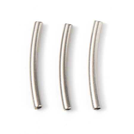 Picture of Stainless Steel Beads Tube Silver Tone 20mm x 2mm, Hole: Approx 1.2mm, 5 PCs