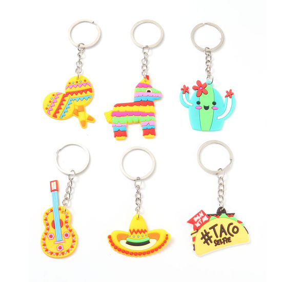 Picture of PVC Keychain & Keyring At Random Color Cactus Guitar 8cm - 10cm, 10 PCs