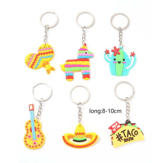 Picture of PVC Keychain & Keyring At Random Color Cactus Guitar 8cm - 10cm, 10 PCs