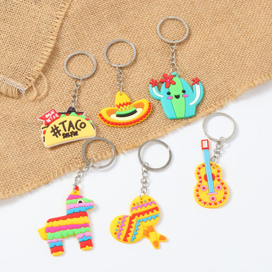 Picture of PVC Keychain & Keyring At Random Color Cactus Guitar 8cm - 10cm, 10 PCs