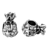 Picture of Zinc Metal Alloy European Style Large Hole Charm Beads Christmas Money Bag Antique Silver Bowknot Star Carved Clear Rhinestone About 14mm( 4/8") x 10mm( 3/8"), Hole: Approx 5.1mm, 5 PCs