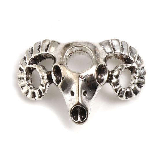 Immagine di Lega di Zinco Perline Argento Antico Tau Scolpisce Circa 27mm x 19mm, Foro:Circa 4.8mm, 20 Pz