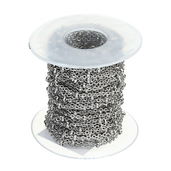 Picture of Stainless Steel Link Chain Silver Tone 1.5mm, 1 Roll (Approx 10 Yards/Roll)